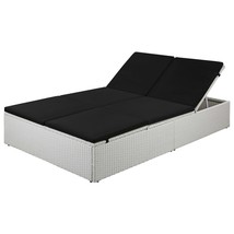 Sunlounger White and Black Poly Rattan and Powder-Coated Steel - $764.83 CAD