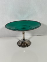 ONEIDA SILVERSMITHS COMPOTE Candy Dish Mid  Century Green Liner MCM - $12.20