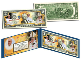 POPE FRANCIS * March 13, 2013 * Legal Tender US $2 Bill with Folio &amp; Cer... - €12,86 EUR