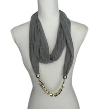 Infinity Scarf Necklace Gray Sparkle With Gold Chain - $9.00