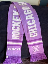 Knit Purple &amp; White Chicago Blackhawk Hockey CBC Fan Neck Scarf  – 60 x 7.5 inch - £8.87 GBP