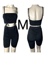 Black Ruched Cami Crop Top &amp; Shorts Set~ Size M - $45.93 CAD