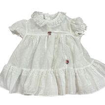 Vintage White Lace Baby Dress With Floral Accents &amp; Ruffled Hem 9 Months - $28.80