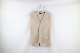 Vintage 90s Streetwear Mens Large Distressed Wool Knit Cardigan Sweater Vest - £30.89 GBP