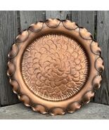 Vintage Hammered Copper Flower Tray Large Round Peony Centerpiece Gregor... - $30.70