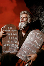 Charlton Heston in The Ten Commandments as Moses Holding The Tablets Red Sky 18x - £19.10 GBP