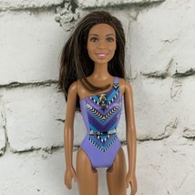 Water Play Nikki Barbie Doll 2014 Purple Swimsuit Native Design Brown Hair Nude - £9.07 GBP