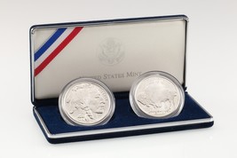 2001 Silber Amerikanischer Buffalo Andenken Münze Set W / Etui &amp; COA - £233.99 GBP