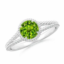 ANGARA Natural Peridot Twist Rope Split Shank Ring for Women in Silver Size 5 - £225.68 GBP