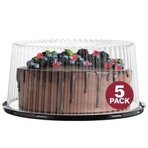 10 - 11&quot; Plastic Disposable Cake Containers Carriers With Dome Lids And ... - £44.04 GBP