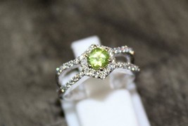 Peridot Solitaire Ring 5 mm Round Peridot Ring Sterling 925 Silver Peridot Ring - £28.49 GBP