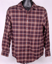 L.L. Bean Flannel Shirt-S-Black Brown Plaid-Button Long Sleeve-Outdoor Casual  - £26.43 GBP