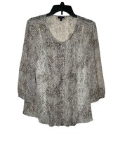 Talbots Womens Top Snake Print Button Front 3/4 Sleeve 2-Piece Gray Plus Size 14 - £13.42 GBP