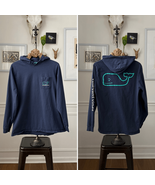 Vineyard Vines Dark Blue Tshirt Weight Cotton Hoodie Blue Whale L - $23.04