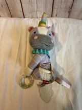Skip Hop Unicorn Plush Stroller Baby Toy Rattle Teether Ribbons Crinkle Bandana - £11.73 GBP