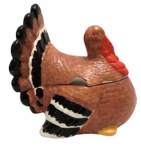 Vintage Turkey Gravy Bowl Tureen with Lid Ceramic Fall Thanksgiving 1994 Loomco - £49.91 GBP