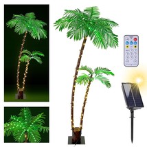 Solar Lighted Palm Trees For Outside Patio 6Ft 192 Leds, Fake Palm Tree With 8 M - £149.48 GBP