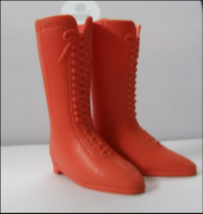 VINTAGE IDEAL CRISSY DOLL FRIENDS ORANGE LACE UP RUBBER BOOTS HARD-TO-FI... - $23.36