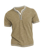 Men Casual Shirts Open Collar Half V Neck Casual Soft Button Tops T-shir... - £29.29 GBP