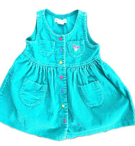 S 1 1/2- 2 1/2 Years Vintage Gymboree Jumper Dress Green Corduroy Colored Snaps - $23.36