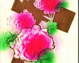 Easter Greetings Airbrushed Gilt Cross Flowers Embossed UNP DB Postcard E4 - $9.85