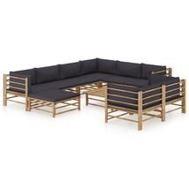 vidaXL Bamboo Garden Lounge Set, 10-Piece, Dark Grey, Ergonomic - $27,103.58 MXN