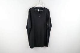 Vintage 90s Russell Athletic Mens 2XL Faded Blank Mesh Henley Shirt Black USA - $39.55