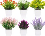 Mini Artificial Faux Plants In Pots, 6 Packs By Cewor, Perfect For, And ... - £32.15 GBP