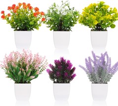 Mini Artificial Faux Plants In Pots, 6 Packs By Cewor, Perfect For, And ... - £32.07 GBP