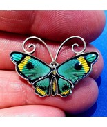 David Andersen Deco Guilloche Enamel Brooch 925 Sterling Silver Butterfl... - $270.75
