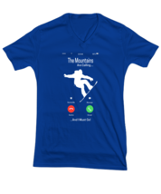 Snowboarding TShirt The Mountains Are Calling Royal-V-Tee  - £17.26 GBP
