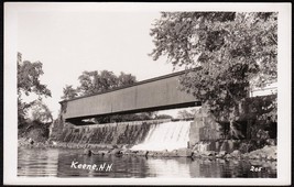 Kenne, NH RPPC ca. 1940s - Covered Bridge &amp; Dam Overflow Photo Postcard - $12.25
