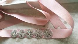 Handmade Blush Bridal Sash, Wedding Accessories, Rhinestone Sash, 2017 Wedding image 5