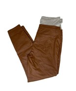 Shein Women’s Tan Faux Vegan Leather Pants Size L Maternity Stretchy 8/10 - $380.79 MXN