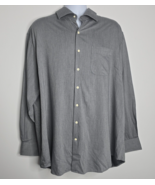 Peter Millar Mens Shirt 2XL Gray Crown Fleece Button Long Sleeve Cashmer... - $24.99