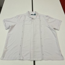 Cubavera Mens Striped Double Panel Linen Button Down Shirt White 2XLT - £14.70 GBP