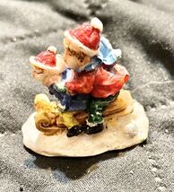 Holiday Winter Christmas Village Figurine Sledding 1 Inch - $7.00 CAD