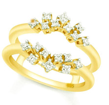 1/2CT Rund Diamant Verstärker Wickel Schutz Ehering 14K Gelb Vergoldet - £161.85 GBP