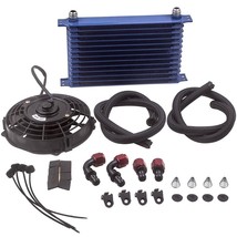 AN10 Universal 13 Row Engine Trust Oil Cooler Kit w/ 7&quot; Electric Cooling Fan Kit - £62.15 GBP
