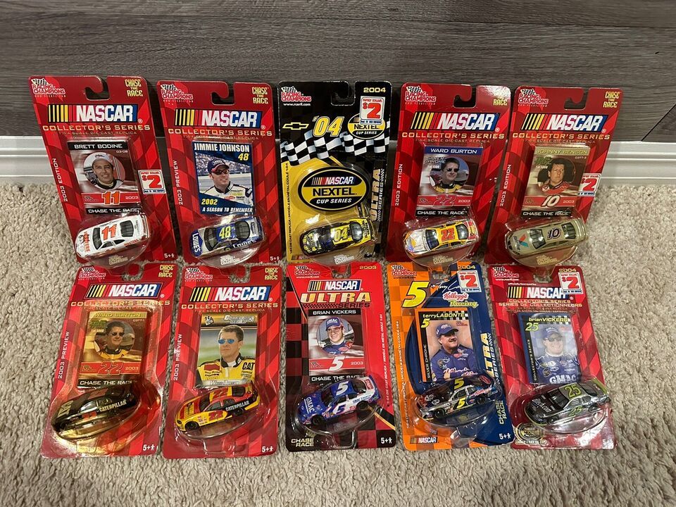 New Racing Champion NASCAR Collector Series Set Of 10 NASCARS 1:64 Scale ‘03-‘04 - £35.65 GBP