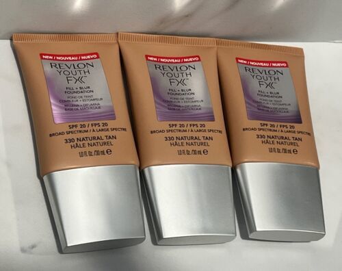 3 Revlon Youth FX Fill + Blur Foundation SPF 20 - 330 Natural Tan - 1 oz