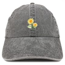 Trendy Apparel Shop Sunflower Patch Pigment Dyed Washed Baseball Cap - Black - £15.97 GBP