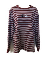 Huf Women&#39;s Striped Knit Long Sleeve Shirt Medium Maroon White Embroider... - £9.73 GBP