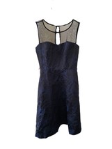Jessica Simpson Blue &amp; Black Brocade Fit &amp; Flare Cocktail Dress - £15.16 GBP