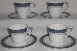 Set (4) Royal Doulton SHERBROOKE PATTERN Bone China CUPS &amp; SAUCERS ENGLAND - $118.79