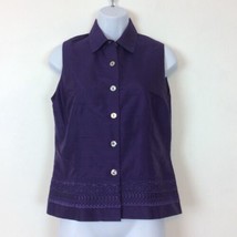Talbots Womens Purple Silk Shantung Top Lined Buttons Size 8P NWT $178 - £58.81 GBP
