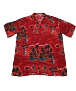 Hawaiian Shirt Mens Sz M Med Sailboats Tropical Beach Red 100% Rayon Vin... - $16.82