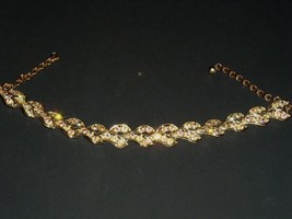 Necklace Choker Gold Tone Stones Costume Jewelry Vintage 1950&#39;s 1960&#39;s - £9.50 GBP