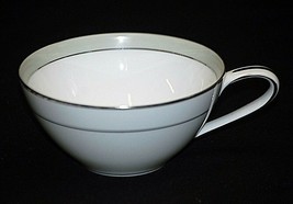 Noritake China Lucille Flat Coffee Cup Gray Green Band Flowers Japan 5813 - £10.25 GBP