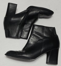 Bootolina Sabrina Ankle Boots Booties Black Leather Block Heel Zip Women... - €16,93 EUR